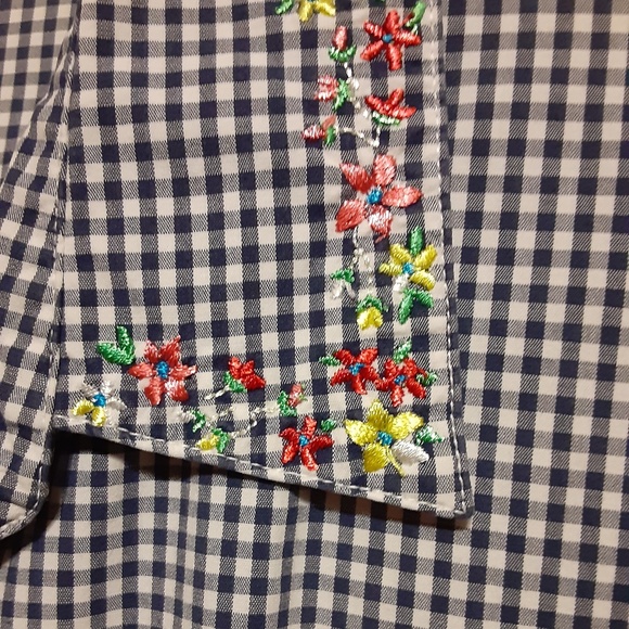 Westbound Checked Embroidered Button Down Top - Picture 3 of 7